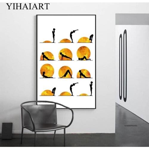 Yoga Bodybuilding Print Painting Abstract Sun Sport Wall Art Canvas Poster Modern Gym Room Decorative Picture Home Decoration