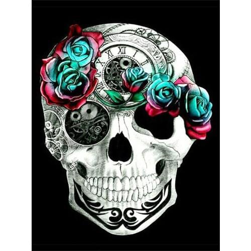 Clockwork Rose Skull Diamond Painting Round Full Drill Halloween Nouveaute DIY Mosaic Embroidery 5D Cross Stitch Home Decor Gift