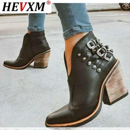 Women ankle boots high heels pumps shoes woman autumn warm plus size vintage shoe chaussures femme zapatos mujer sapato
