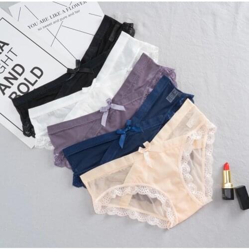 Women Lace Panties Seamless Panty Breathable Briefs For Ladies Cotton Crotch Low Waist Lingerie Transparent Underwear Intimates