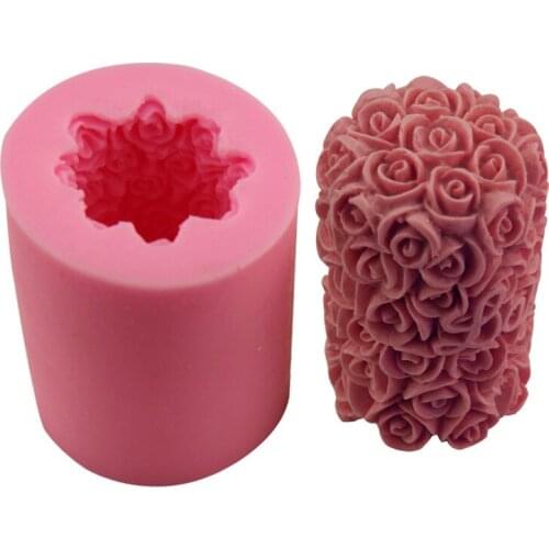 1Pcs Cylindrical Rose Soap Silicone Mold Cake Ice Modeling Tool Pastry Arts Decorative Kitchen Accessories