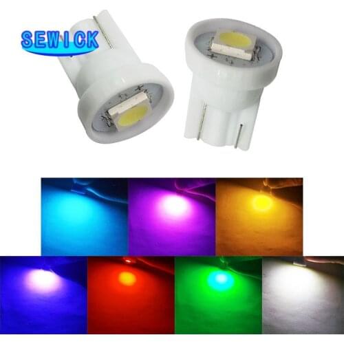 100Pcs Led Lamps T10 W5w Clearance Light 194 12v 5050 1SMD 1w 6000k Auto Interior Reading Bulb For CAR