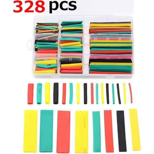 328pcs 2:1 Heat Shrink Tubing Kit, Electrical Heat Shrink Tube Wire Wrap Insulation Assorted Sleeving with Box