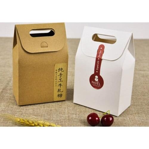 600pcs Kraft Box Craft Bag with Handle Soap Candy Bakery Cookie Biscuits Packaging Paper Boxes SN1011