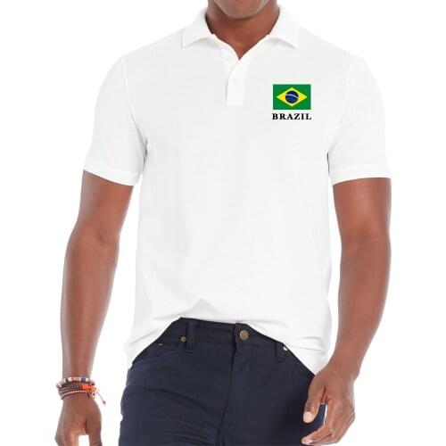 BLWHSA Summer BRAZIL National Flag Men Shirt Cotton Short Sleeve Turn-down Collar Man Breathable Soft and comfortable Clothing