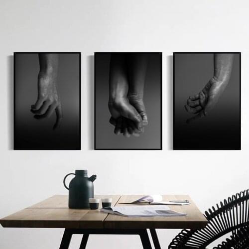 Black and white Canvas Paintings Wall Art Abstract Hand Prints Poster Living Room Decorative Paintings Wall Home Decor
