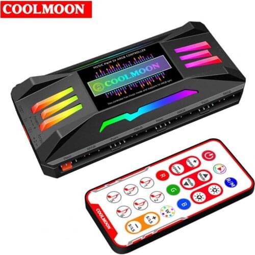 COOLMOON P-ARGB ARGB Controller 4Pin PWM Temperature Control Portable 4 in 1 5V 3-Pin Synchronization PC Fan for Case Fan