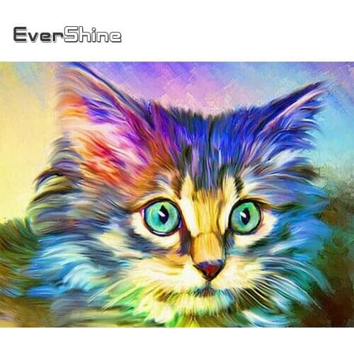 Evershine 5D DIY Full Square Round Diamond Painting Cat Diamond Embroidery Animal Cross Stitch Rhinestones Pictures Home Decor