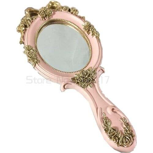 European hand handle cosmetic mirror retro portable Princess mirror creative hand beauty mirror