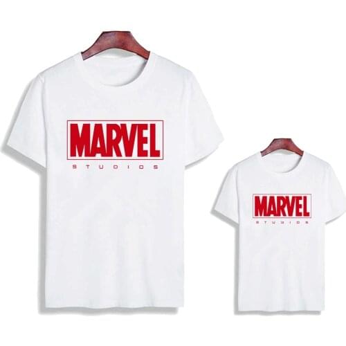 Famliy Look T-shirts Marvel Children Tees Summer Baby Girl Boy Brothers and Sisters Clothing Adult Unisex Tops