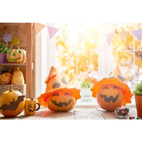 HUAYI Photography Backdrop Halloween Pumpkins Lantern Photo Booth Background Newborns Child Studio Room Decoration PropsXT-6873