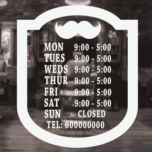 Art Home Sticker Barber Shop Windows Opening Time Room Decoration Beauty Salon Removeable Poster Art Mural Diy Decel LY37