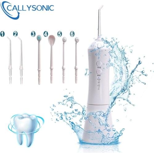 CALLYSONIC Oral Irrigator USB Rechargeable Water Flosser Portable Dental Water Jet 230ML Water Tank Waterproof Teeth Cleaner