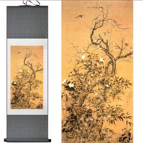 Birds on the tree Painting Home Office Decoration Chinese scroll painting birds painting birds and flower painting