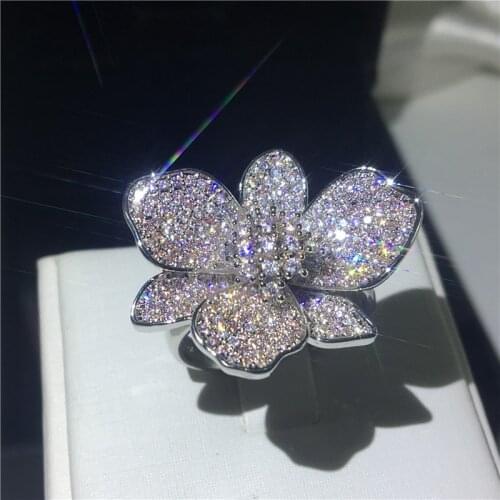 Choucong 2020 Flower Promise Ring 925 sterling Silver Pave 300pc cz Engagement Wedding Band Rings For Women Bridal Party Jewelry