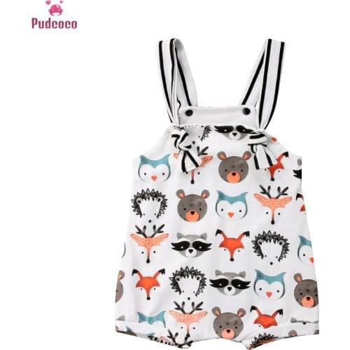Pudcoco 2020 Summer Toddler Baby Girl Clothes Animal Bodysuit Jumpsuit Playsuit Outfits Cotton Clothing 6-24M