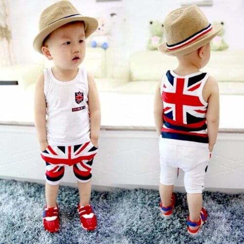 Kids Clothes Children Clothing Set Kids Baby Boys Union Jack Outfits Vest Tops Pants Set Clothes 15