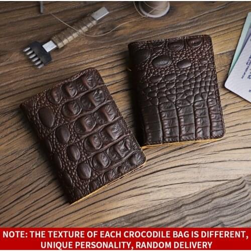 Handmade Genuine Leather Mens Card Holder Crocodile Pattern Driver License Cover Case Credit Card Slot Wallet For Women