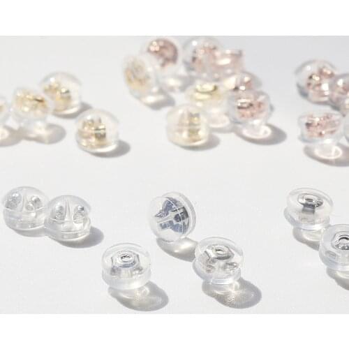 6pcs 5mm Flowers Round Earring Backs rose gold rhodium plated earrings stud silicone coated copper for earring accessories