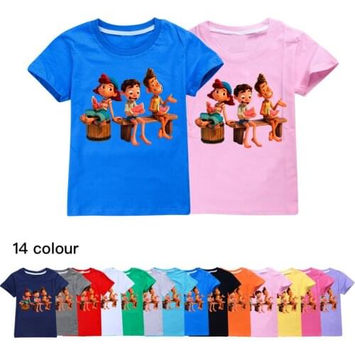 2021 Alberto Sea Monsters Luca Kids Cotton Summer Short Sleeve T-shirt Children Tee Clothing Casual Cartoon Tops Girls Boy Cloth