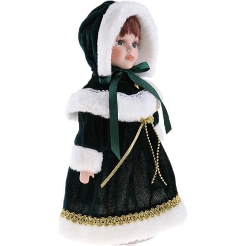 1/6 Miniature Porcelain Doll Victorian Lady Figures with Stand & Plush Clothes Hat Kids Adult Collections