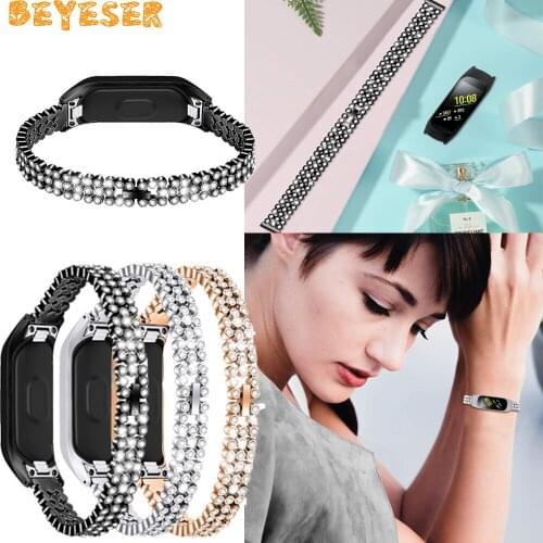 Fashion Metal Wristband For Samsung Galaxy Fit-e R375 Smart Watch Strap Women Watchband Rhinestone Band Replacement Accessories