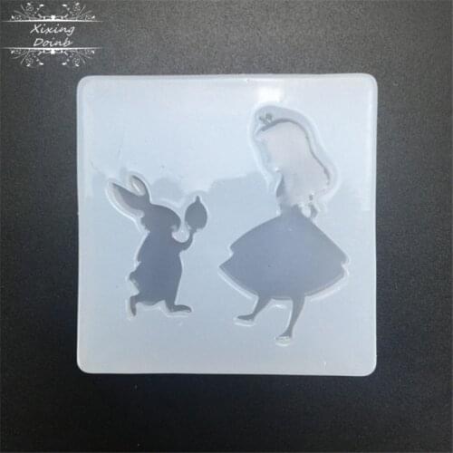 Cartoon girl rabbit shape resin jewelry drop glue silicone mold resin mold DIY Necklace Pendant making tool