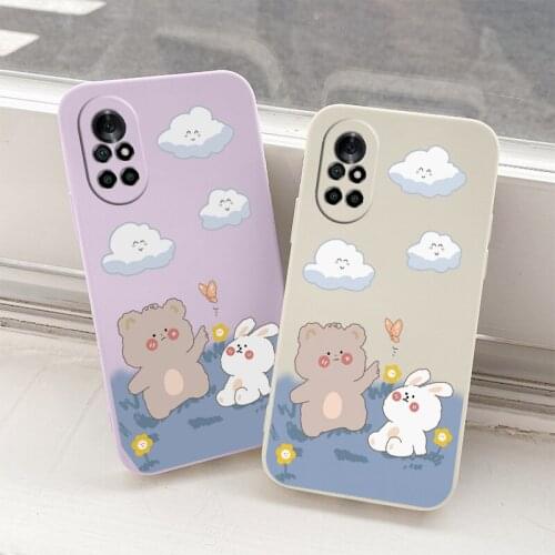 Gentle Bear Liquid Silicone Phone Case For Huawei Nova 8 7 Pro SE 6 SE 5 Pro 5Z 5I 5Ipro 5T 4 4E Soft Back Cover