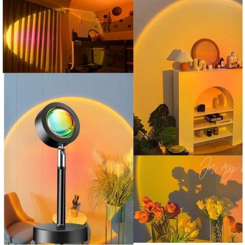 Sunset Night Lights Projector LED Sun Rainbow Atmosphere Lamp USB Background Light Sunset Projection Lamp Decor for Bedroom Wall