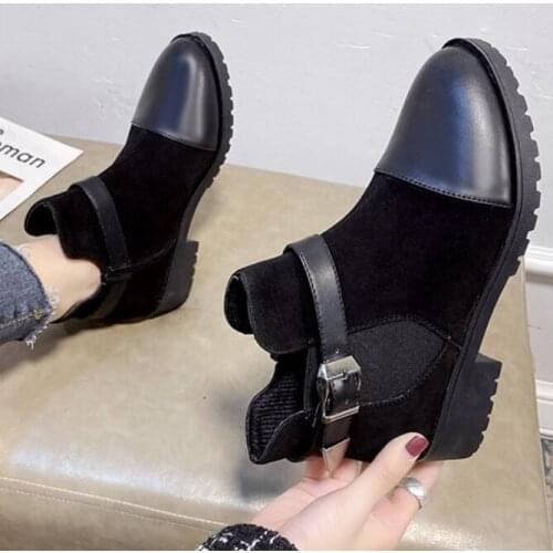 2021 New Breathable Women Shoes Ankle Boots Zipper Leather Round Head Fashion Autumn Winter Korean Warm Mart Boots