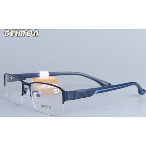 Belmon Reading Glasses Men Women Half-frame Diopter Glasses Male Presbyopic Eyeglasses +1.0+1.5+2.0+2.5+3.0+3.5+4.0 12006A