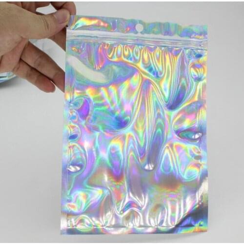 Wholesale laser Eyelash Packaging Bag Thicken Zipped Lock Reclosable Poly Clear Cosmetic Bag DIY Party Gift Bag Makeup storage