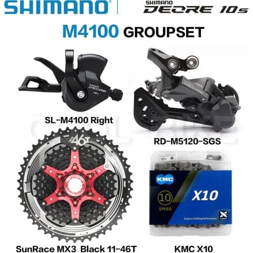 SHIMANO DEORE M4100 10S Groupset MTB Mountain Bike Groupset 1x10-Speed 11-42T 11-46T M5120 Rear Derailleur M4100 Shift Lever