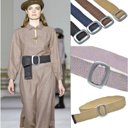 Luxury Desinger 2020 New Fashion Candy Multicolor Ladies Elastic Belt Matte Smooth Buckle Elastic Womens Belt Bg-1043