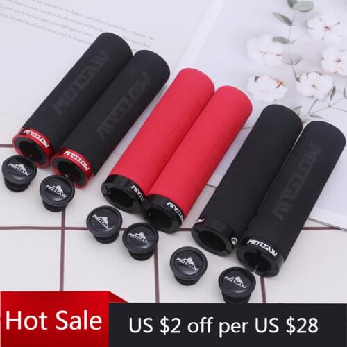 MOTSUV 1 Pair Ultraight Cycling Handlebar Bike Grips Anti-Skid Sponge Mountain Bike Bicycle Handlebars End Grips with One Lock