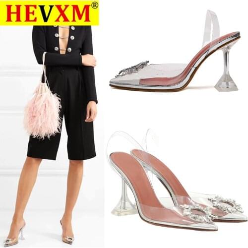 Transparent PVC Sandals Women Pointed Clear Crystal Cup High Heel Stilettos Sexy Pumps Summer Shoes Peep Toe Women Pumps Size 43