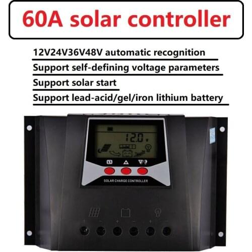 Solar controller 30A 60A 12V 24V 36V 48V universal photovoltaic panel lithium lead acid charger Built-in temperature probe