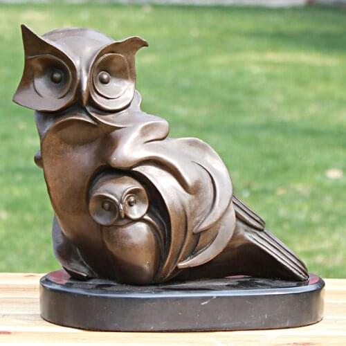 Animal head real pure Brass statues The owl sculpture like handicraft decoration art collection Home Furnishing decorative gift