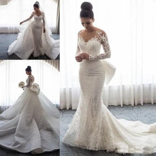 Tail wedding dress 2021 foreign trade white wedding dress detachable tail wedding dress