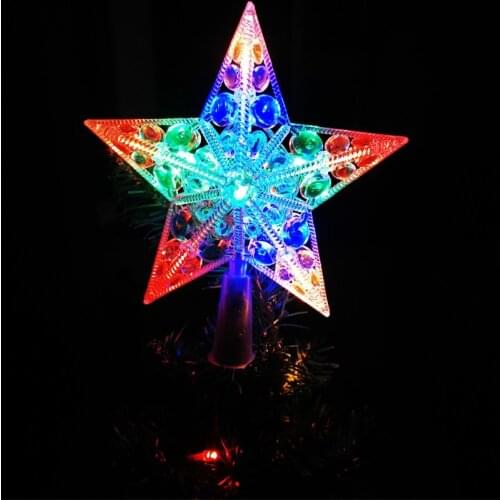 Led New Christmas Tree Top Light Shining Star String Beads Five-pointed Star Christmas Tree Top Decoration Small Lights