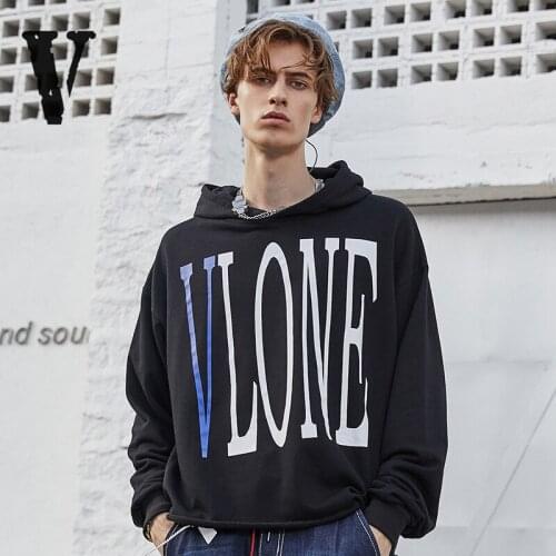 VLONE Mens Hoodies Sweatshirts Pullover Blue Big V Loose Hoodie Womens Trendy Brand