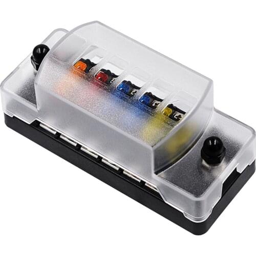 12V 6 Way Terminals Circuit Car Blade Fuse Box Block Holder Kit With Cover Board Motorcycle Car Professional Parts High Quality