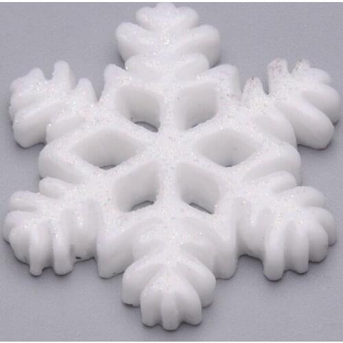 Snowflake Resin Cabochons with Glitter Powder for Making DIY Jewelry Christmas Decoration 20x18x3mm