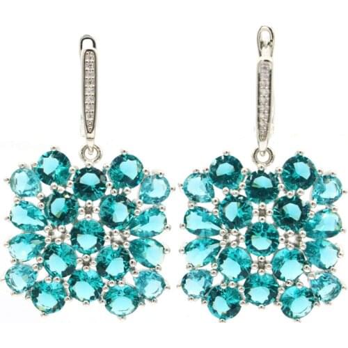 15x8mm Simple Style Created Violet Tanzanite Bright Zircon Silver Earrings For Ladies Daily Wear Gift SheCrown