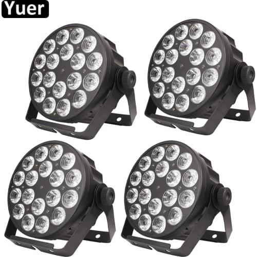 4Pcs/Lot LED 18x15W RGBWAUV 6IN1 Flat Par Light DMX512 High Power Par Light Professional Stage DJ Disco Wedding Party Lights