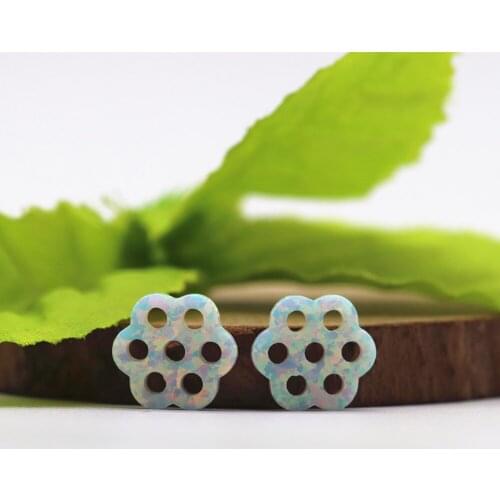 5pc/lot)Free Shipping 11*12mm white Synthetic Opal flower with hollow opal pendant snow white opal for necklace or bracelet