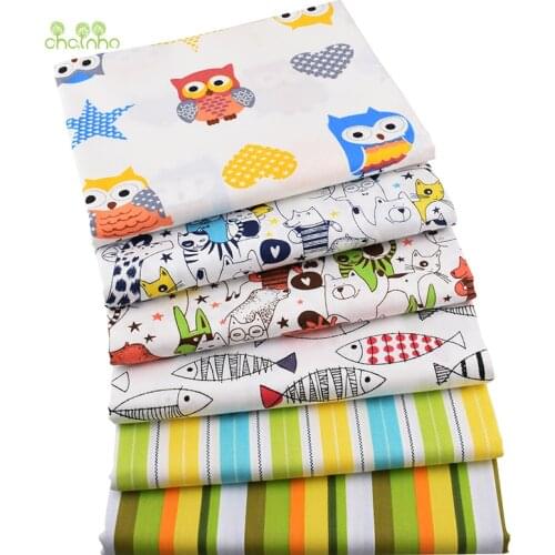Chainho,6pcs/lot,Colourful World Series,Printed Twill Cotton Fabric,Patchwork Cloth,DIY Sewing&Quilting Material For Baby&Child