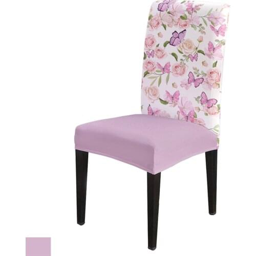 Modern Dining Chair Cover Flowers Butterfly Pink Print Chair Covers Home Table Cover Chairs for Kitchen Tablecloth