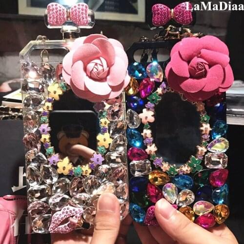 Luxury Bling Crystal Diamond Mirror Chain Handbag Perfume Bottle Lanyard Case For iPhone11 12 Pro X XS MAX XR 7 8Plus Phone Case