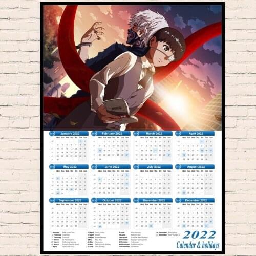 Hot Tokyo Ghoul Anime 2022 Calendar Posters coated Paper Prints Clear Image Art Painting Bar Home Wall Decor Painting Modern